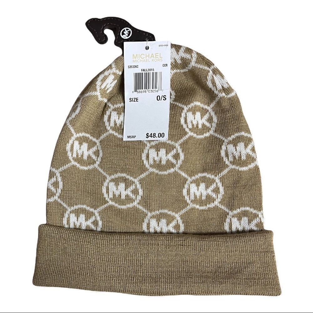 Michael Kors MK Logo Camel & White Hat